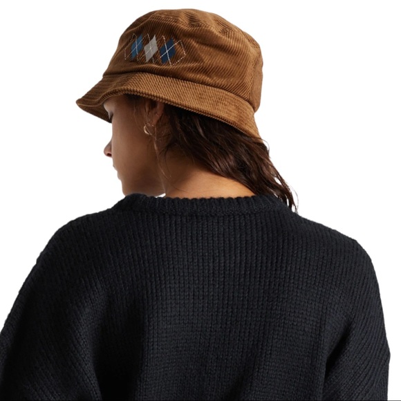 Brixton x Free People Gramercy Packable Bucket S / M Brown Blue Corduroy Hat - Picture 4 of 11